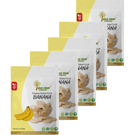Indus Farms Superfoods Freeze Dried Bananas (Multi-Pack), Additive-Free, GMO-Free, No Added Sugars, Paleo, Vegan, No Preservatives