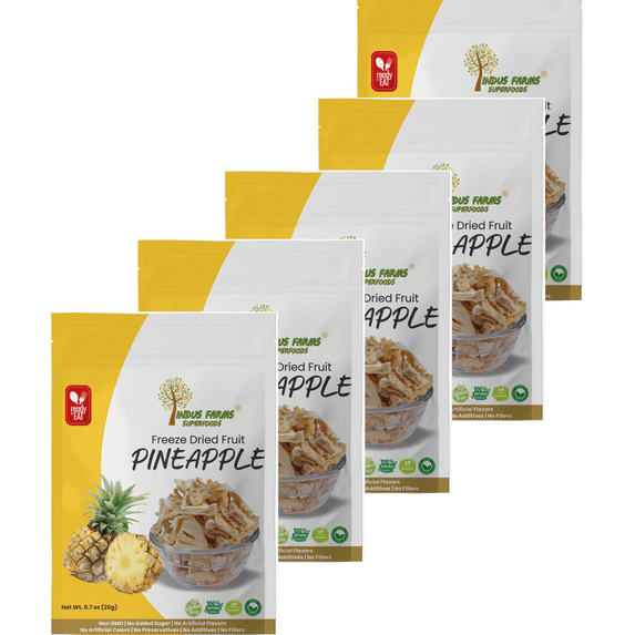 Indus Farms Superfoods Freeze Dried Pineapples (Multi-Pack), On-the-Go Healthy Snack, Additive-Free, GMO-Free, No Added Sugars, Paleo, Vegan, No Preservatives