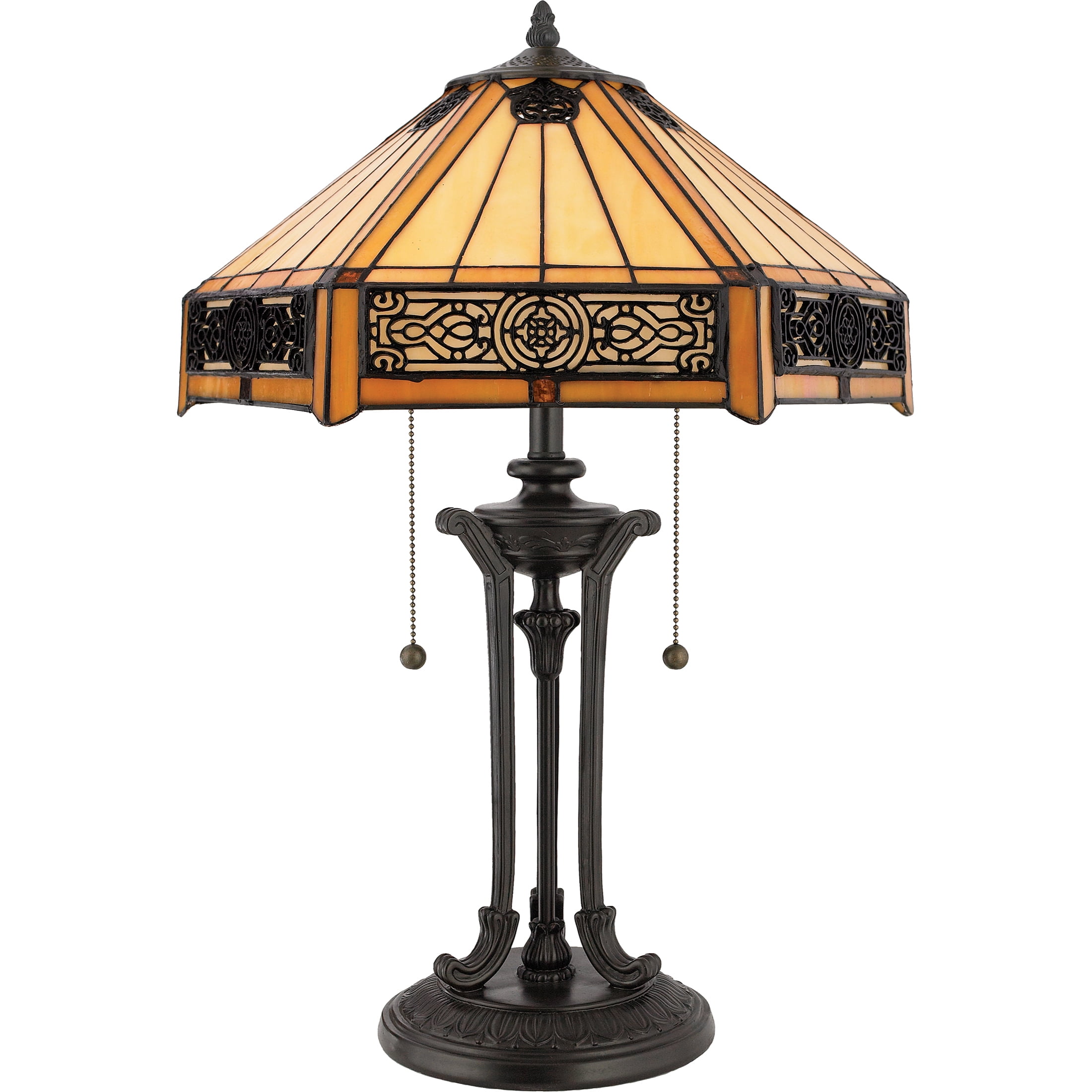 Vintage Bronze Stained Glass Tiffany Table Lamp