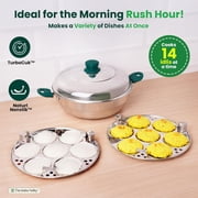 The Indus Valley Stainless Steel Idli Maker With 2 Idli Plates|14 Idlis | 27Cm/14.5 Inch, 4.5Ltr, 1.80Kg | 3-Layer Thick Bottom | Induction Friendly, Silver