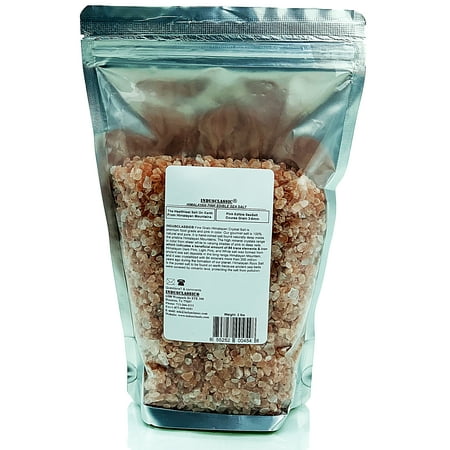 IndusClassic 2 lbs Kosher Pure Natural Halal Unprocessed Himalayan Edible Pink Cooking Coarse Grain Salt ( 3mm to 6mm )