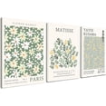 thumbnail image 1 of Induslyfe Framed Green Wall Art Canvas Decor Set of 3, Matisse Wall Art Framed Prints Posters Mid Century Modern Art, Aesthetic Floral Botanical wall art for bedroom, living room bathroom 12x16, 1 of 6