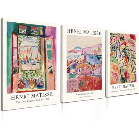 Induslyfe Framed Retro Vintage Wall Art Canvas Decor Set of 3, Matisse Wall Art Prints Poster Mid Century Modern Art, Sage Green Aesthetic Floral Botanical wall art bedroom living room bathroom 12x16