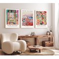 thumbnail image 1 of Induslyfe Large Framed Retro Vintage Wall Art Canvas Decor Set of 3, Matisse Wall Art Prints Poster Modern Art, Sage Green Aesthetic Floral Botanical wall art, bedroom living room bathroom 18x24, 1 of 6