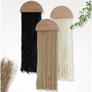 Induslyfe Macrame Wall Hanging 3 pcs Tapestry Woven Boho Home Chic Wall decor Bohemian Geometric Art Decor Bedroom Nursery Apartment Dorm Decor Minimalistic Neutral Beige Black gift Birthday Xmas