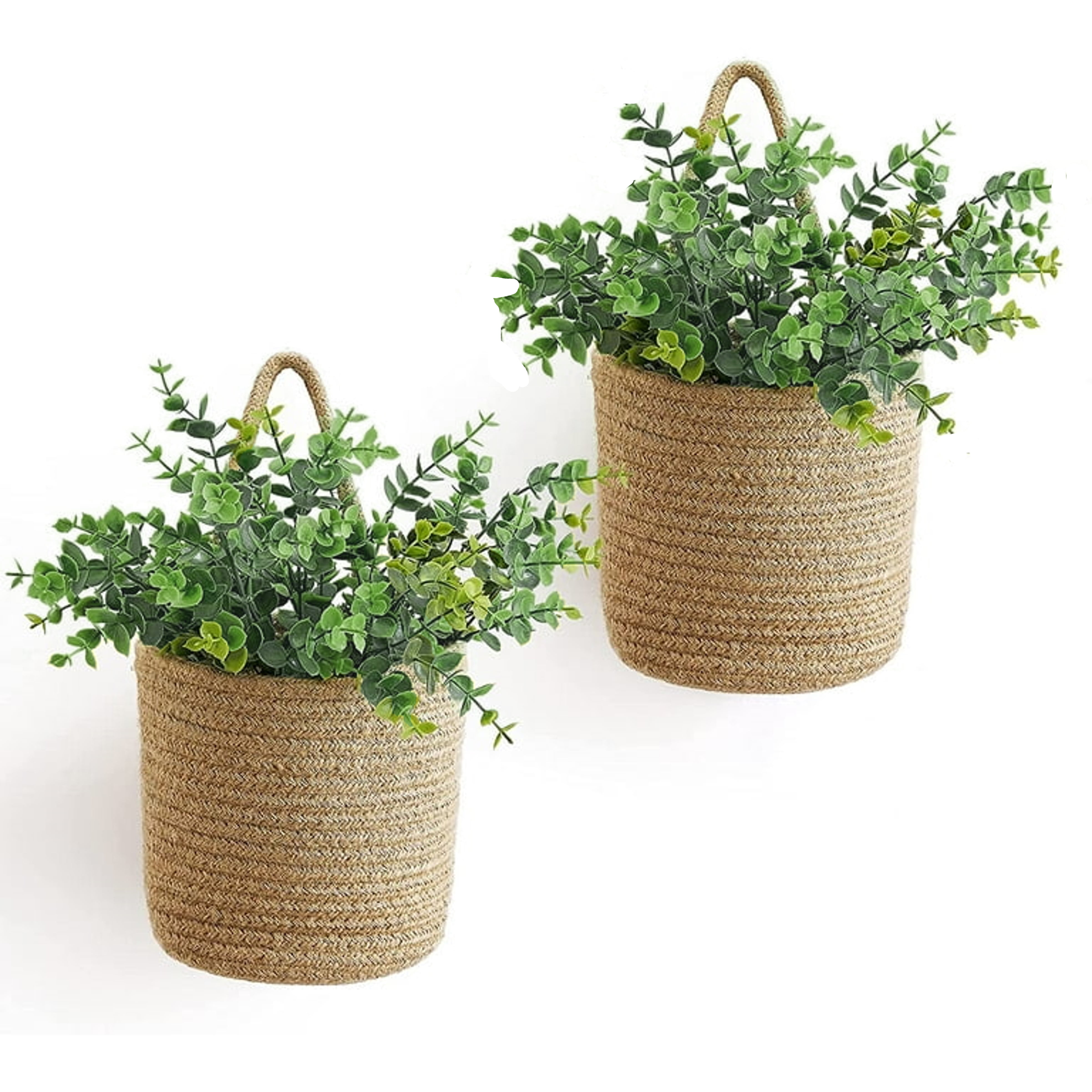 Induslyfe Set of 2 Jute Wall Hanging Rope Basket, Woven Storage