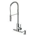thumbnail image 1 of Industrial 1-Handle Pull-Down Kitchen Faucet with Dispenser in Chrome, 1 of 2
