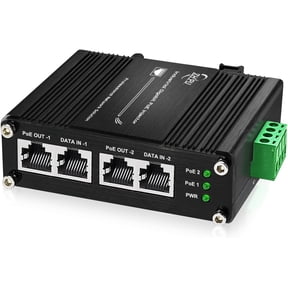 Industrial 2 Ports PoE Injector, Hardened Gigabit 30W PoE+ Injector IEEE802.3 at POE Adapter POE Midspan Max 60W Single Port Power Over Ethernet with 12-48V DC Input DIN Rail Mount