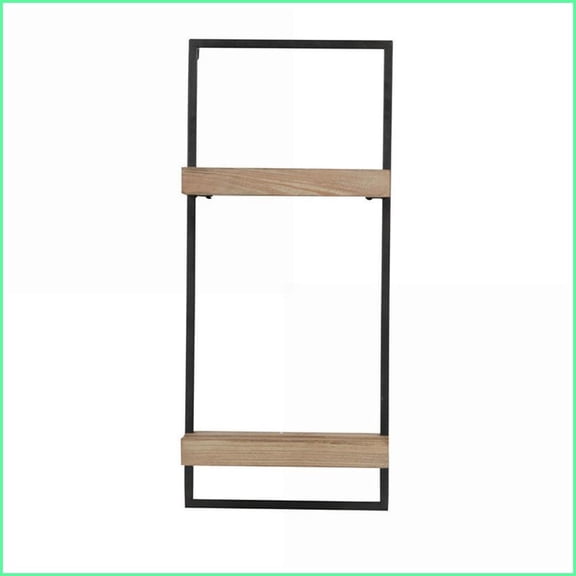 Industrial 2-Tier Wall Shelf with Plate Grooves, 12x6x27 Inches | Iron | Black Brown