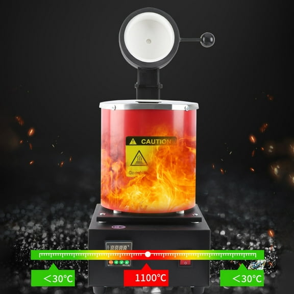 Industrial 2102 Series Metal Melter - 1500W Compact Furnace for Silver/Gold Casting - 3KG Capacity with Graphite Pot (Red)