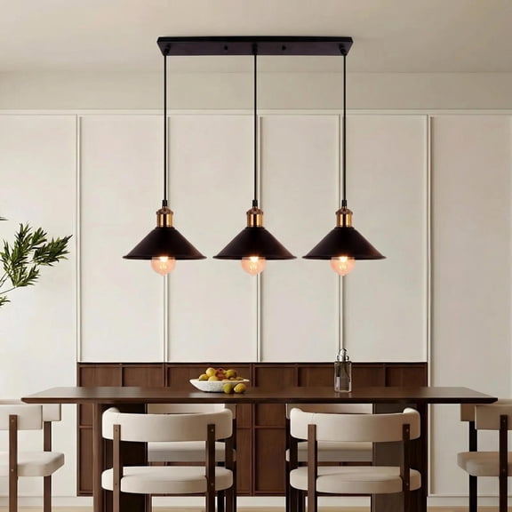 Industrial 3-Light Adjustable Pendant Light, Modern Kitchen Island Lighting (No Bulbs)
