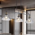 thumbnail image 1 of Industrial 3-Light Pendant Chandelier, Black Metal Frame & Clear Glass Shades, Adjustable Height for Kitchen Island, Dining Room or Living Room (Bulbs Not Included), 1 of 9