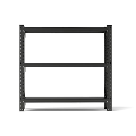 Industrial 3 Tier Black Steel Shelving Heavy Duty Adjustable Storage Rack For Garage Warehouse Workshop Organization Easy Assembly Required 47 Inch Height
