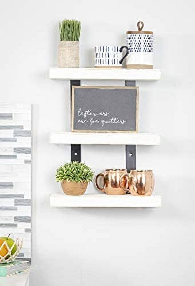 Industrial 3Tier Floating Shelf (White, 16")