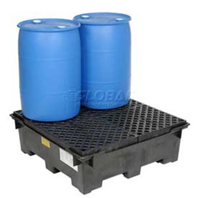 Industrial 4 Drum Spill Containment Sump With Plastic Deck - Black 