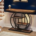 thumbnail image 1 of Industrial 4-Tier Console Table with Circle Base, Narrow Sofa Table for Living Room, Entryway Hallway - Rustic Brown, 1 of 8