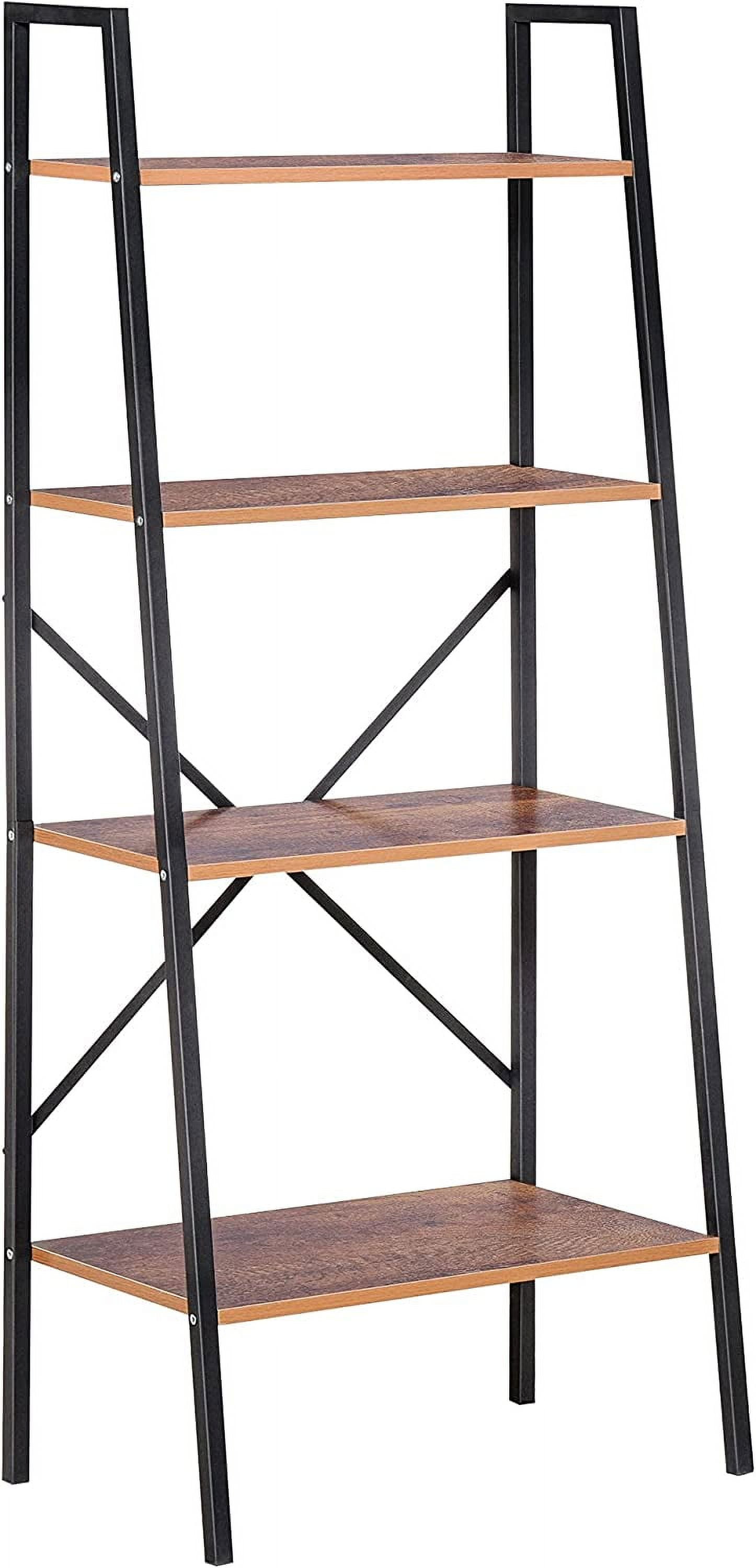 Modern 4-Tier Black Ladder Shelf for Books and Decor