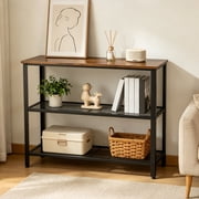 Industrial 40" Console Table for Living Room   3-Tier Narrow Entryway Sofa Table with Storage Shelves, Rustic Wood & Metal Frame, Ideal for Hallway, Foyer, Apartment