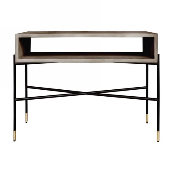 Industrial 45" Concrete And Metal Console Console Table