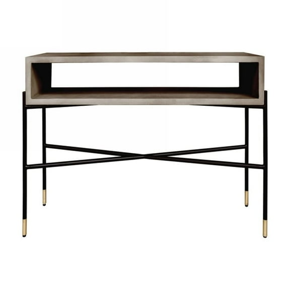 Industrial 45" Concrete And Metal Console Console Table