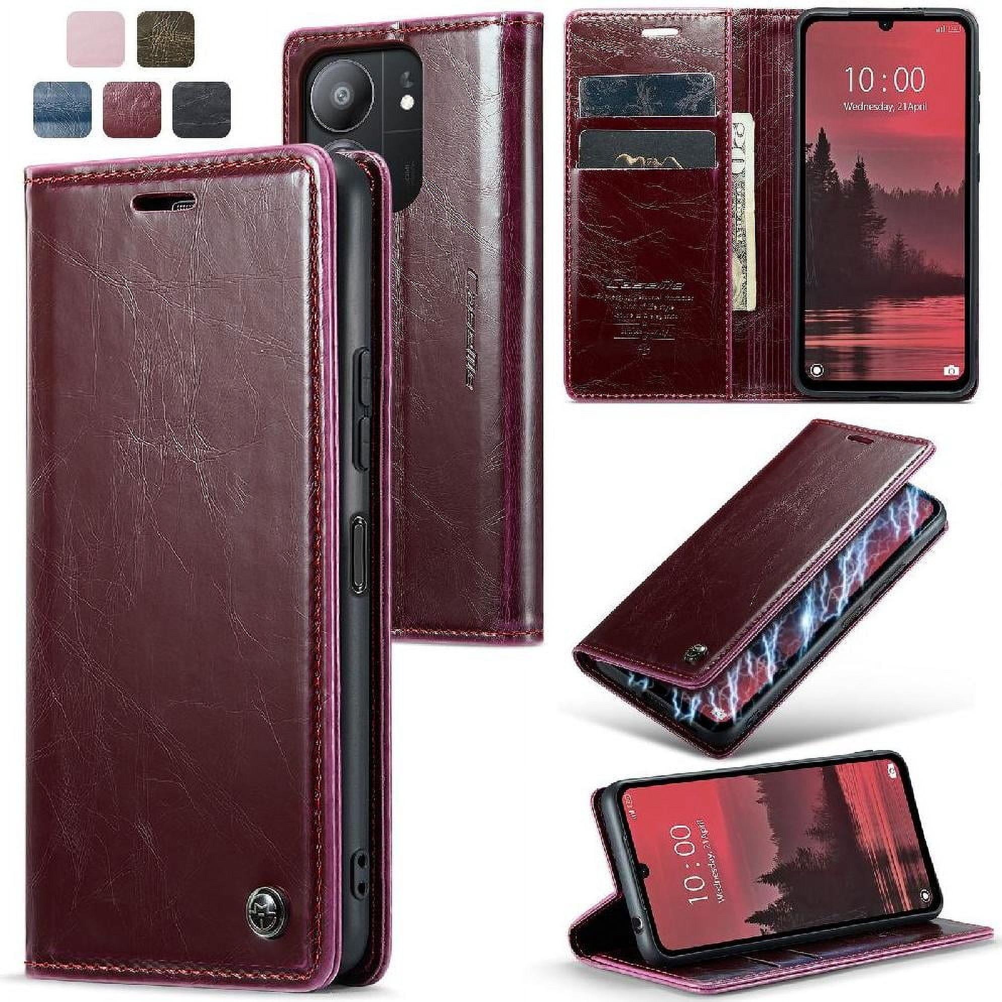 Flip Case for Xiaomi Redmi 13c Kickstand Retro Wallet Cover Magnetic Wallet Card Holder Crazy Horse Pu Leather