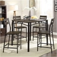 thumbnail image 1 of Industrial 5-Piece Counter Height Dining Set, Antique Brown Square Table with 4 Metal High Chairs for Kitchen, Breakfast Nook, 1 of 8