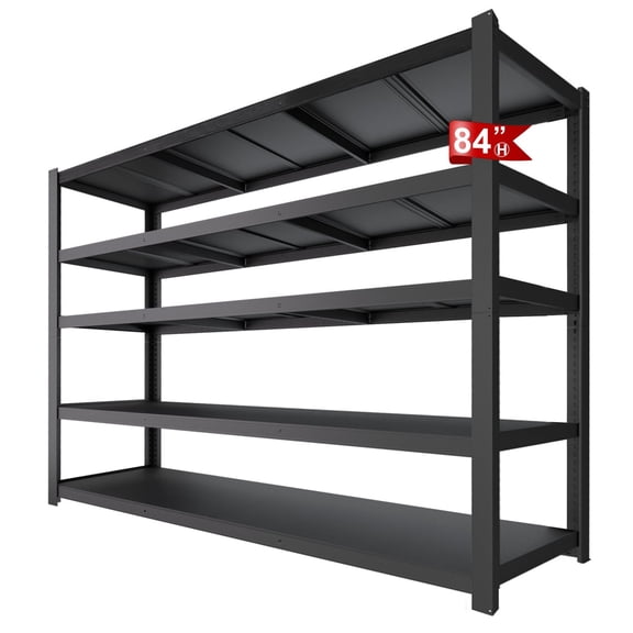 Industrial 5-Tier Extra-Tall Metal Storage Shelving Unit, 3050 lbs Capacity Safety-Reinforced Rack, 84"H x 55"W x 24"D