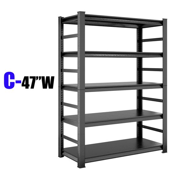 Industrial 5-tier shelving 2000lb capacity adjustable rustproof Tool-free assembly perfect for garage kitchen storage