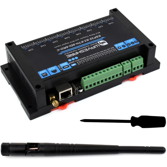 Industrial 8-Channel ESP32-S3 WiFi Relay Module, Onboard Isolated CAN Interface, Built-in Xtensa 32-bit LX7 Dual-core Processor, Up to 240MHz, with Multiple Isolation Protection Circuits