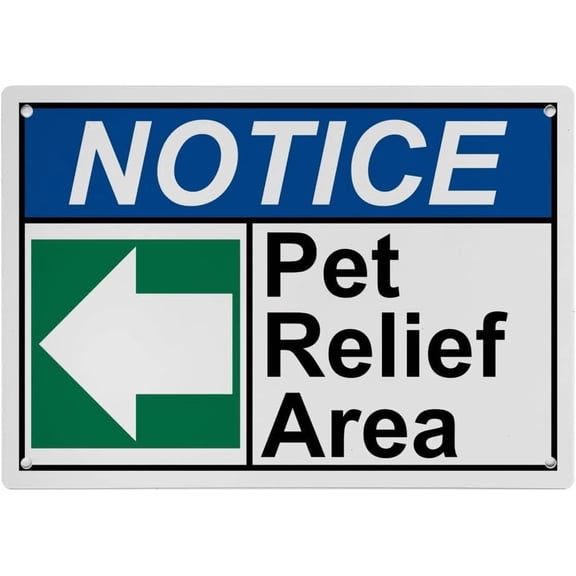 Industrial ANSI Horizontal Directional Sign - 8"x12" Weatherproof, UV Resistant for Indoor/Outdoor Workplace (Pet Relief Area [left arrow])