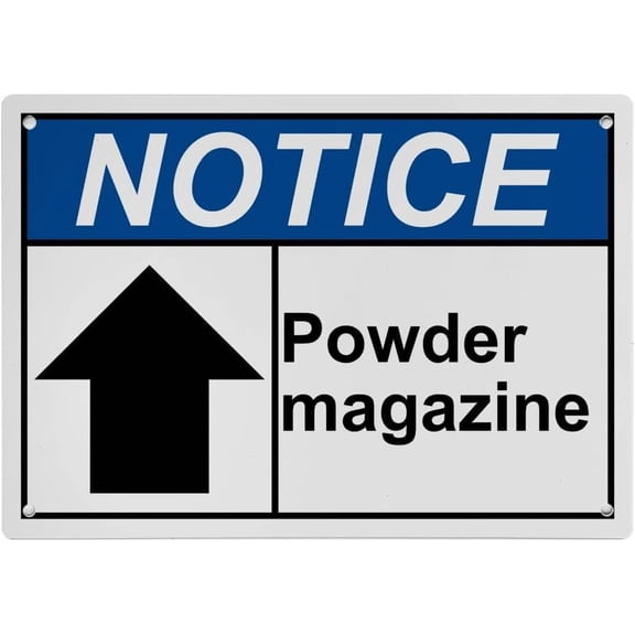 Industrial ANSI Horizontal Directional Sign - 8"x12" Weatherproof, UV Resistant for Indoor/Outdoor Workplace (Powder magazine [up arrow])