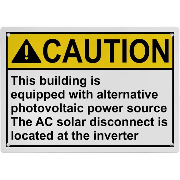 Industrial ANSI Horizontal Electrical Alternative Energy Warning Sign #3 - 8"x12" Weatherproof, Plastic UV Resistant for Indoor/Outdoor Workplace