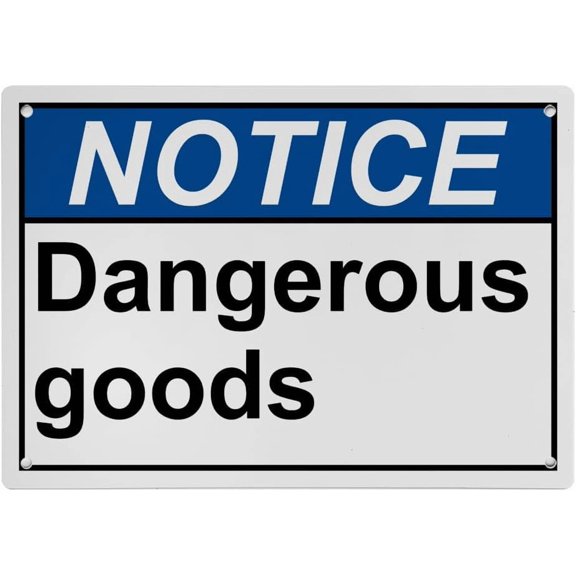 Industrial ANSI Horizontal Hazardous Material Warning Sign - 8"x12" Weatherproof, UV Resistant for Indoor/Outdoor Workplace (Dangerous goods)
