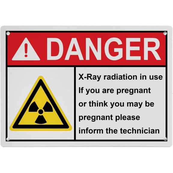 Industrial ANSI MRI X Ray Microwave Warning Sign - 8"x12" for Indoor/Outdoor Workplace (X-Ray radiation in use If you are pregnant or think you may be pregnant please inform the technician)