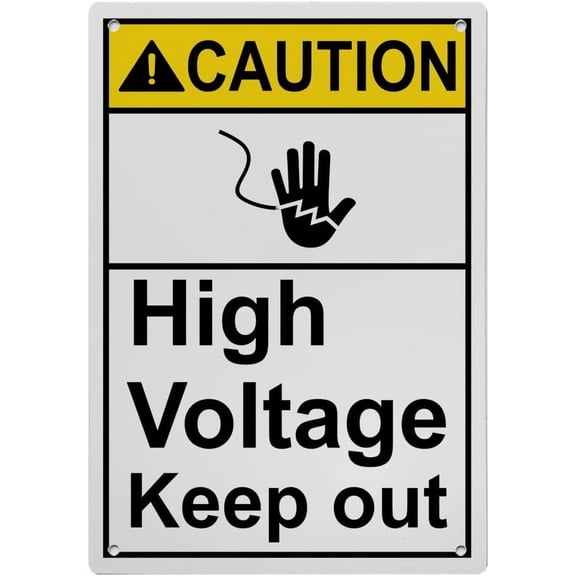 Industrial ANSI Vertical Electrical High Voltage Warning Sign - 8"x12" Weatherproof, UV Resistant for Indoor/Outdoor Workplace (High Voltage Keep out)