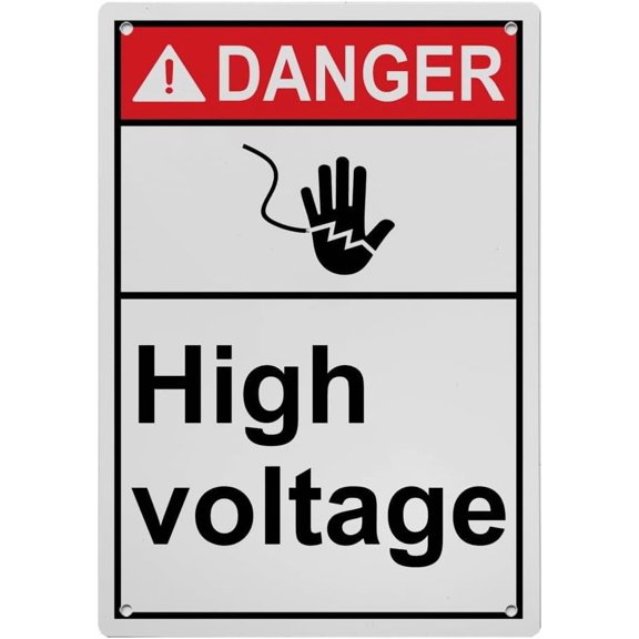 Industrial ANSI Vertical Electrical High Voltage Warning Sign - 8"x12" Weatherproof, UV Resistant for Indoor/Outdoor Workplace (High voltage)