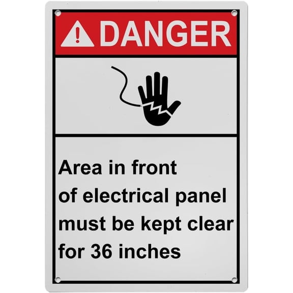 Industrial ANSI Vertical Electrical Panel Warning Sign - 8"x12" Weatherproof, UV Resistant for Indoor/Outdoor Workplace (Area in front of electrical panel keep clear 36 inches)