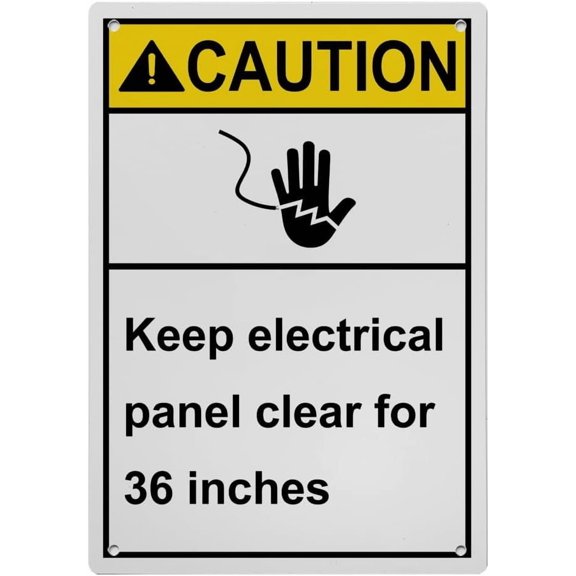 Industrial ANSI Vertical Electrical Panel Warning Sign - 8"x12" Weatherproof, UV Resistant for Indoor/Outdoor Workplace (Keep electrical panel clear for 36 inches)