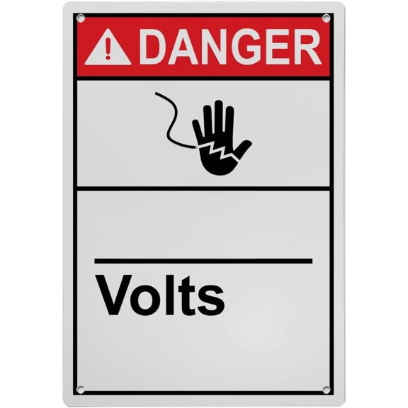 Industrial ANSI Vertical Electrical Voltage Warning Sign - 8"x12" Weatherproof, UV Resistant for Indoor/Outdoor Workplace (Volts)