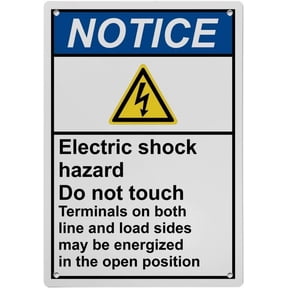 Industrial ANSI Vertical Electrical Warning Sign - 8"x12" Weatherproof, UV Resistant (Electric shock hazard Do not touch Terminals on both line and load sides may be energized in the open position)