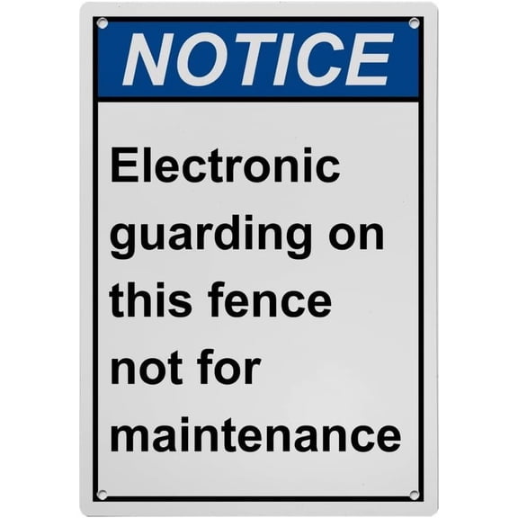 Industrial ANSI Vertical Electrical Warning Sign - 8"x12" Weatherproof, UV Resistant for Indoor/Outdoor Workplace (Electronic guarding on this fence not for maintenance)