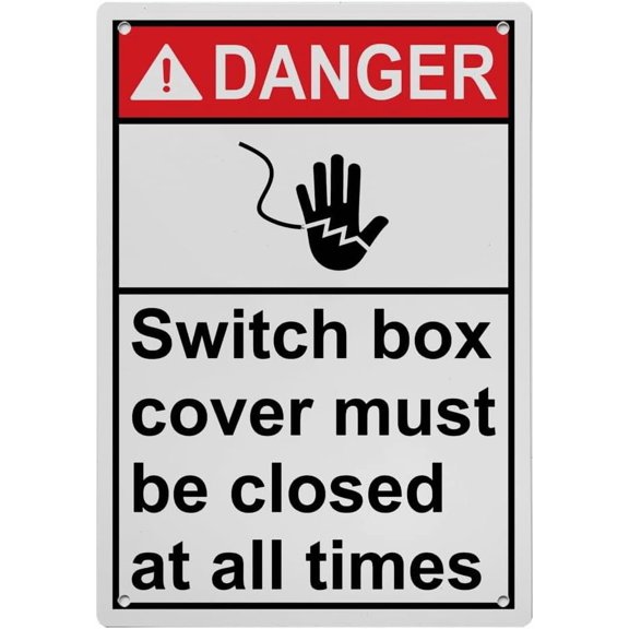 Industrial ANSI Vertical Electrical Warning Sign - 8"x12" Weatherproof, UV Resistant for Indoor/Outdoor Workplace (Switch box cover must be closed at all times)