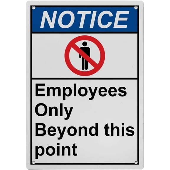 Industrial ANSI Vertical Employees Only Sign - 8"x12" Weatherproof, UV Resistant for Indoor/Outdoor Workplace (Employees Only Beyond this point)