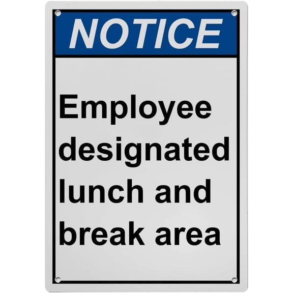Industrial ANSI Vertical Employees Only Sign - 8"x12" Weatherproof, UV Resistant for Indoor/Outdoor Workplace (Employee designated lunch and break area)