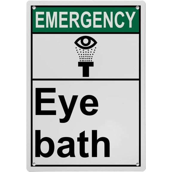 Industrial ANSI Vertical First Aid Sign - 8"x12" Weatherproof UV Resistant (Eye bath) for Indoor/Outdoor Workplace