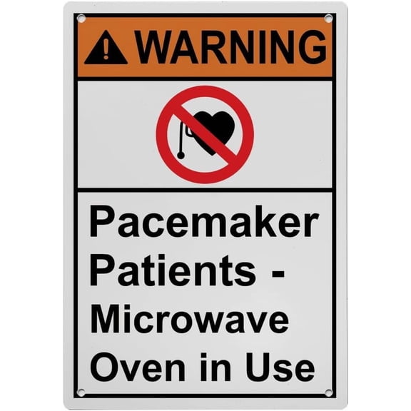 Industrial ANSI Vertical MRI X Ray Microwave Warning Sign - 8"x12" Weatherproof, UV Resistant for Indoor/Outdoor Workplace (Pacemaker Patients - Microwave Oven in Use)