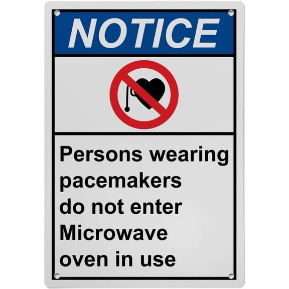 Industrial ANSI Vertical MRI X Ray Microwave Warning Sign - 8"x12" Weatherproof, UV Resistant for Indoor/Outdoor Workplace (Persons wearing pacemakers do not enter Microwave oven in use)