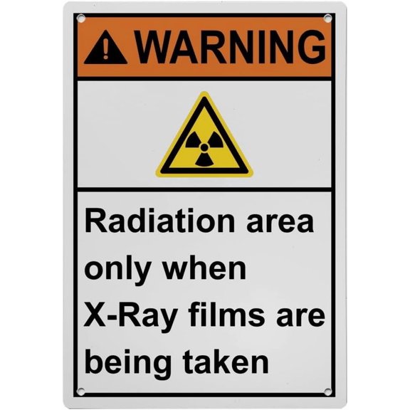 Industrial ANSI Vertical MRI X Ray Microwave Warning Sign - 8"x12" Weatherproof, UV Resistant for Indoor/Outdoor Workplace (Radiation area only when X-Ray films are being taken)