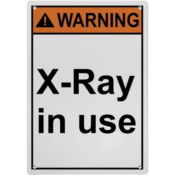 Industrial ANSI Vertical MRI X Ray Microwave Warning Sign - 8"x12" Weatherproof, UV Resistant for Indoor/Outdoor Workplace (X-Ray in use)