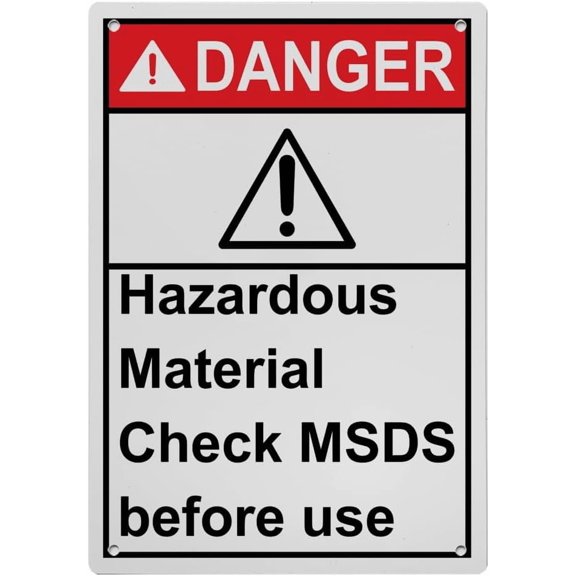 Industrial ANSI Vertical MSDS Right to Know Warning Sign - 8"x12" Weatherproof, UV Resistant for Indoor/Outdoor Workplace (Hazardous Material Check MSDS before use)